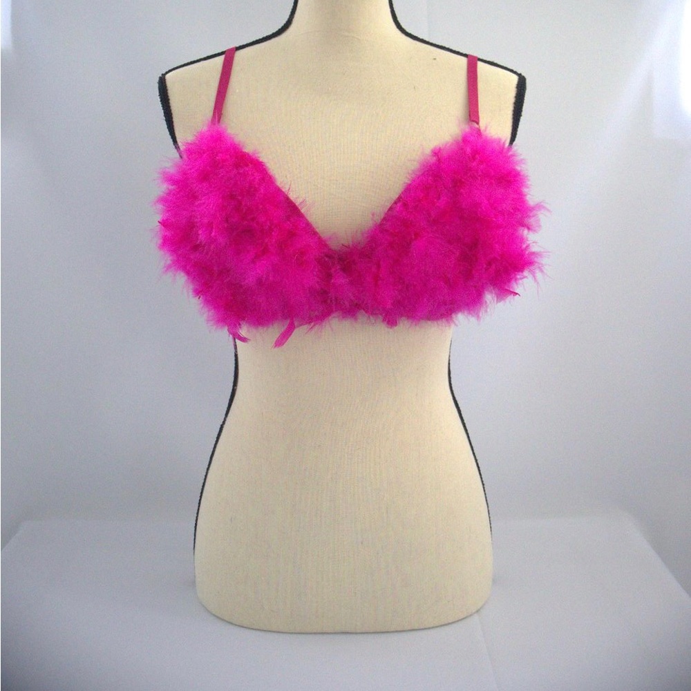 Push up bra with feathers Rosa Fucha
